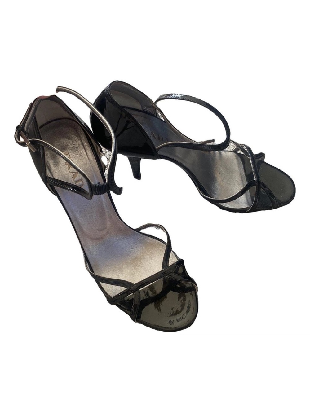 Prada Black Patent Strappy Heels